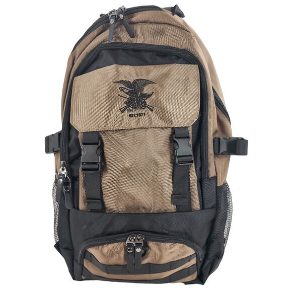 NRA Computer Backpack Laptop Bag Tactical Military Polyester Pack Khaki Brown - Picture 1 of 12